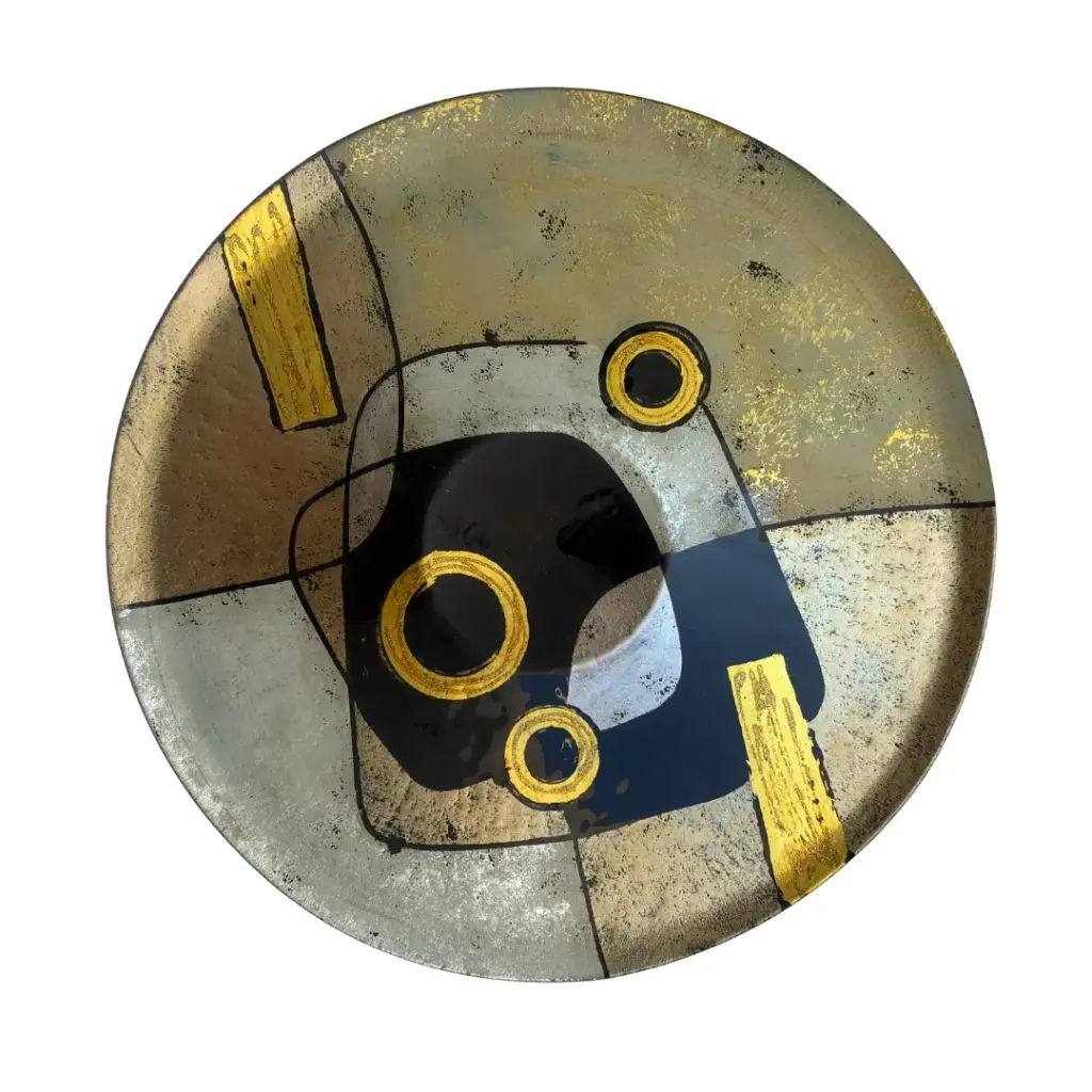 Plato decorativo con diseño abstracto negro con dorado 40cm