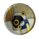 Plato decorativo con diseño abstracto negro con dorado 40cm