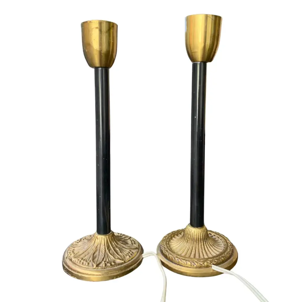 Juego de lámparas vintage dorada y negra 