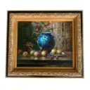 Pintura al óleo con marco tallado (con certificado de autenticidad)