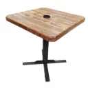 Mesa exterior cuadrada madera de pino y base de fierro