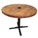 Mesa exterior redonda madera de pino y base de fierro