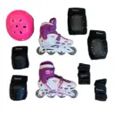 Patines de competencia y equipo de protección