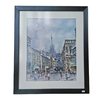 Cuadro de Milán, Italia con marco de madera