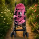 Carrito para infante plegable tipo paraguas (rosado)