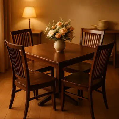 Juego de mesa + 4 sillas de madera