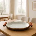 Fuente de mimbre y cerámica ovalada