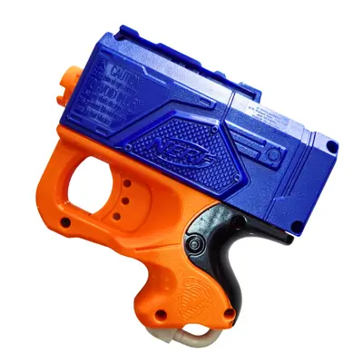 Pistola Nerf Pequeña azul con naranja
