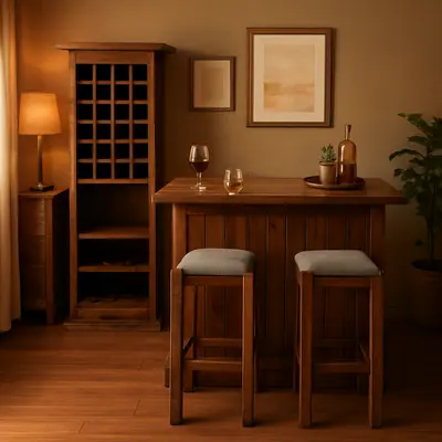 Bar de pino. 2 muebles + 2 taburetes