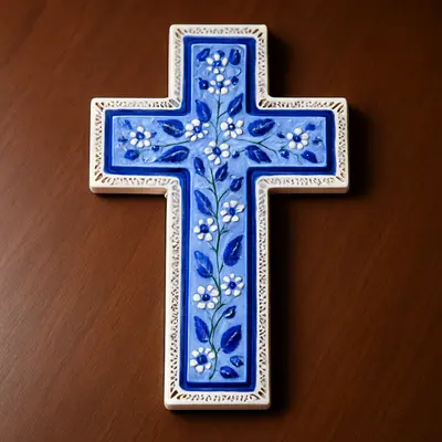 Cruz de peltre y cerámica (2056733.145)