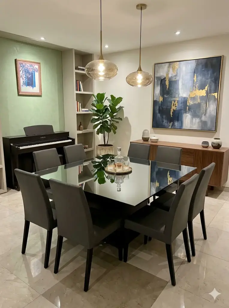 Juego de comedor moderno y elegante de vidrio templado (2336576.4500)