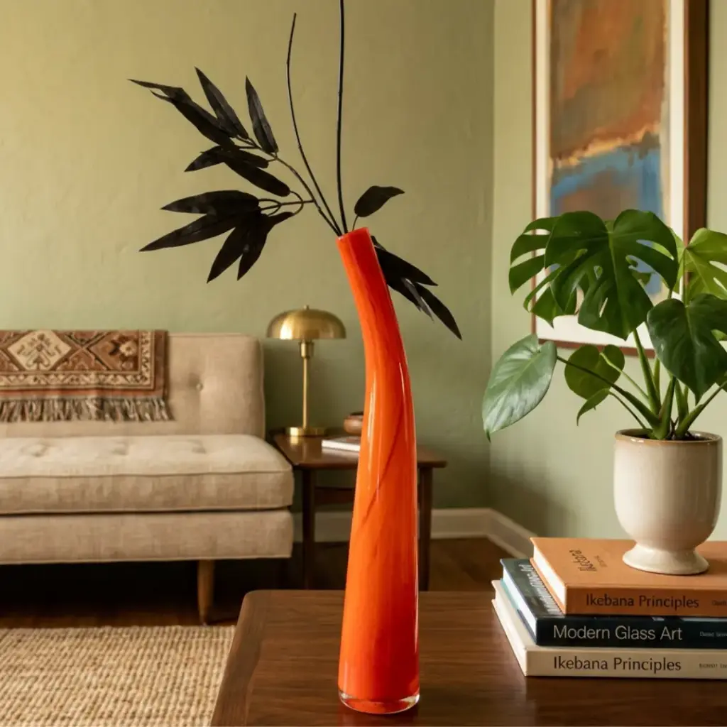 Florero decorativo de diseño asimétrico color naranja (3437775.50)