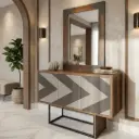 Mueble flotante con diseño geométrico con espejo Marca CASART (3437775.3420)