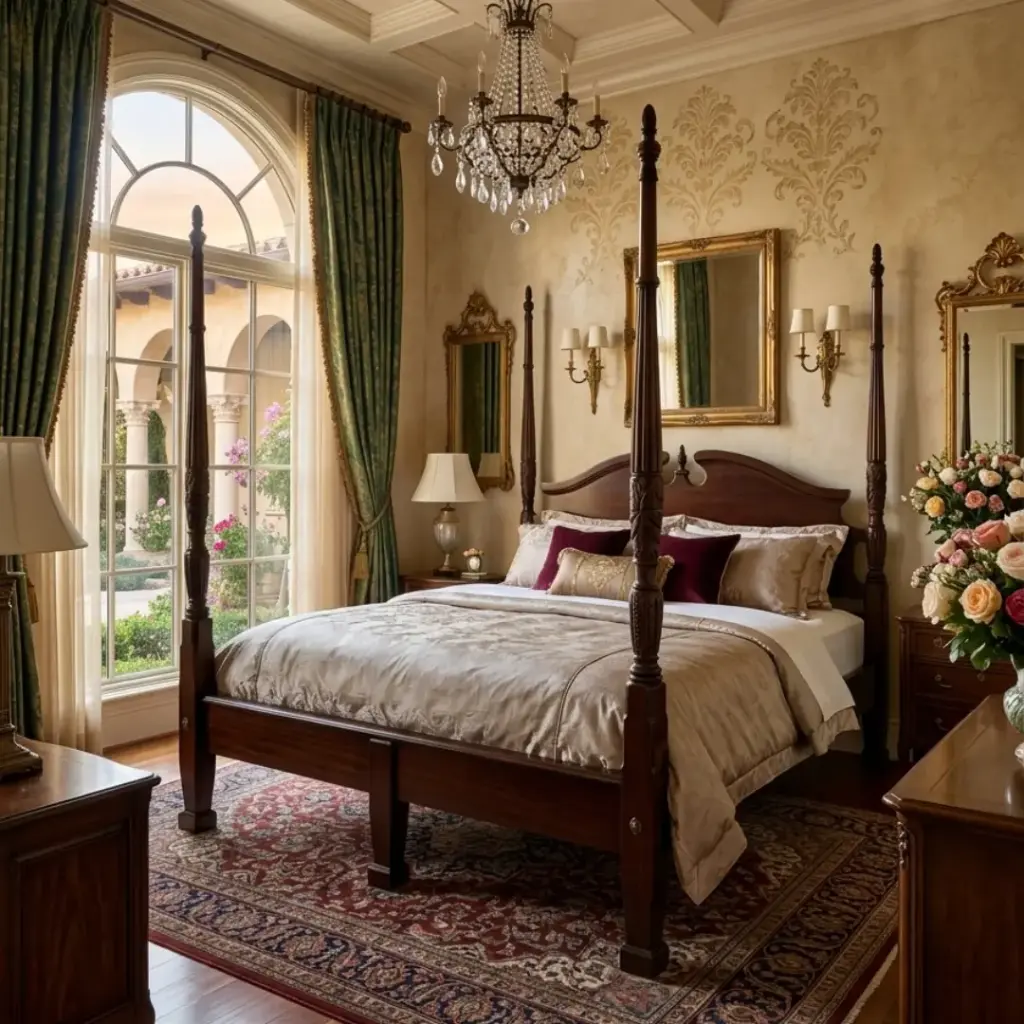 Dormitorio Queen estilo colonial de 4 postes. Marca Occidental (286711223.5520)