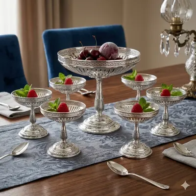 Servicio de mesa antiguo bañado en plata (135281.450)