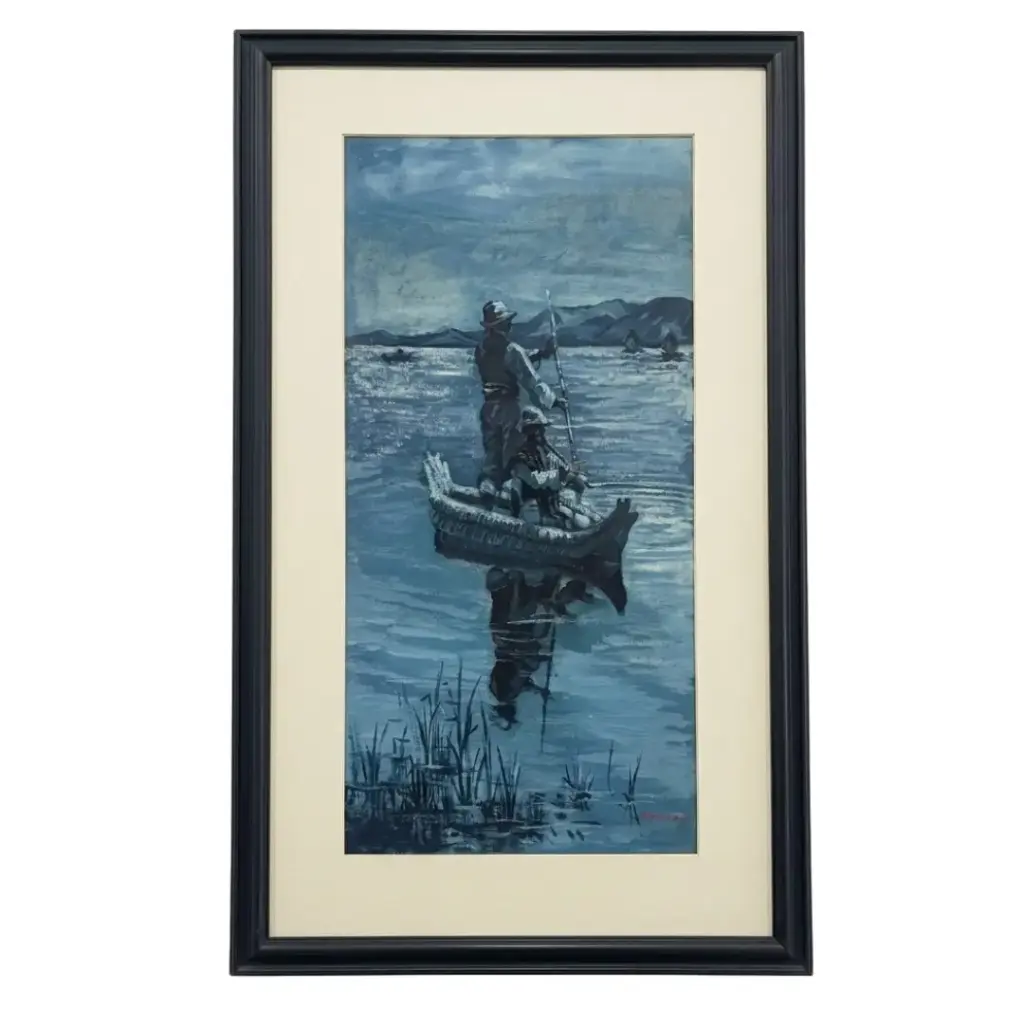 Cuadro azul "Lago con pescadores" 68 X 40 (4890095.300)  