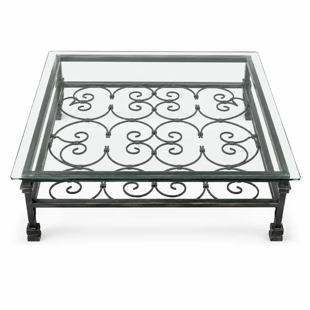 Mesa de centro de hierro forjado y vidrio templado (2395244.2200)