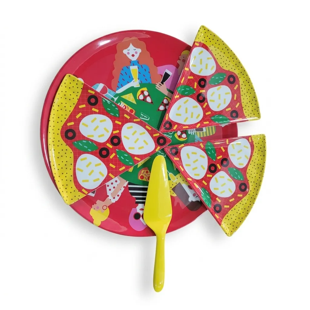 [6729713.55] Juego De Pizza Casa Ideas Con 3 Platos Triangulares Y Paleta (6729713.55)