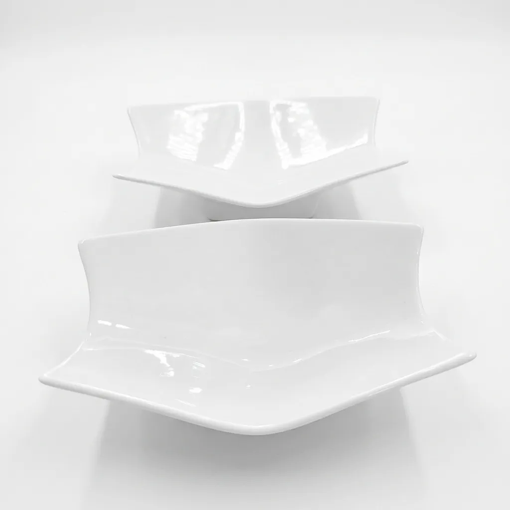 [6729713.35.1] Set de 2 Fuentes de Cerámica Blanco Minimalista para Piqueos (6729713.35)