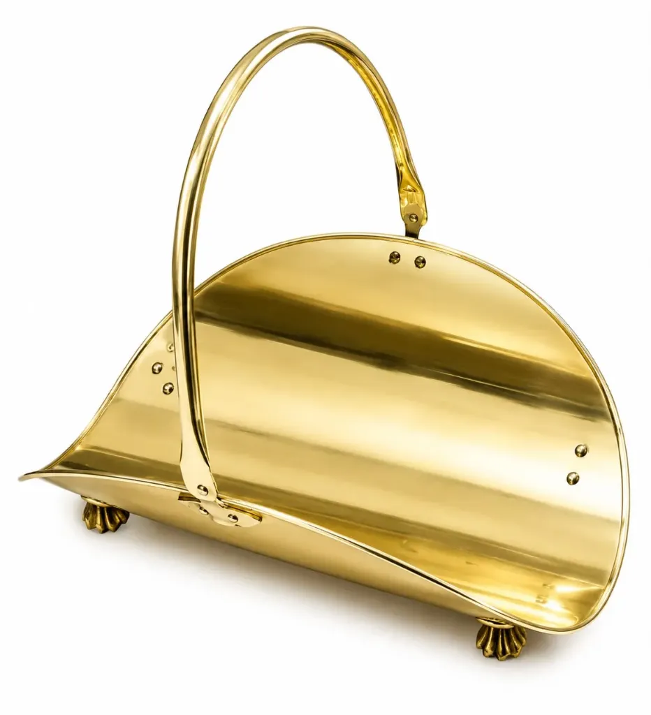 [742866.120] Porta Leña Vintage de Latón Dorado con Patas Ornamentadas (742866.120)