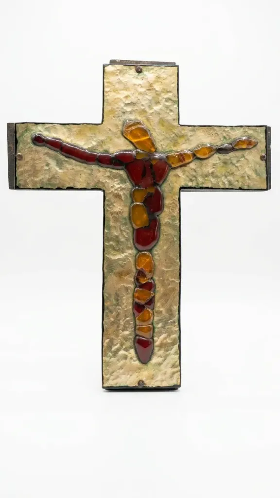 Crucifijo de Pared en Mosaico de Vitral y Metal Labrado(4293847.260)