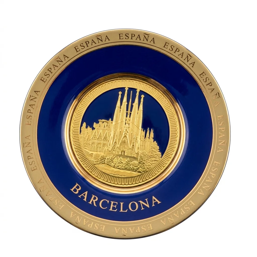 [498699.80] Plato de Colección Azul Cobalto y Dorado España / Barcelona (498699.80)