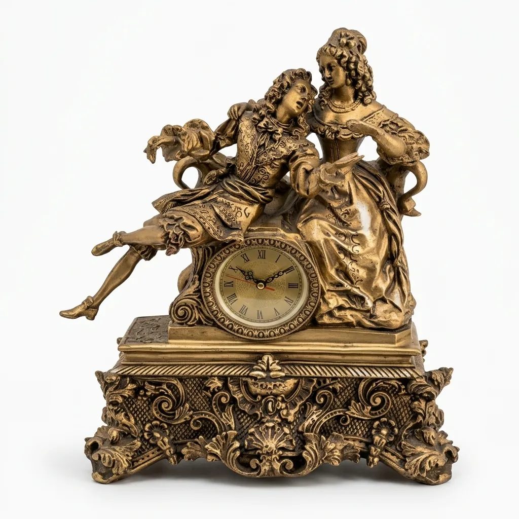 [2355472.960] Reloj de Mesa Ornamental Dorado Estilo Barroco con Escultura (2355472.960)