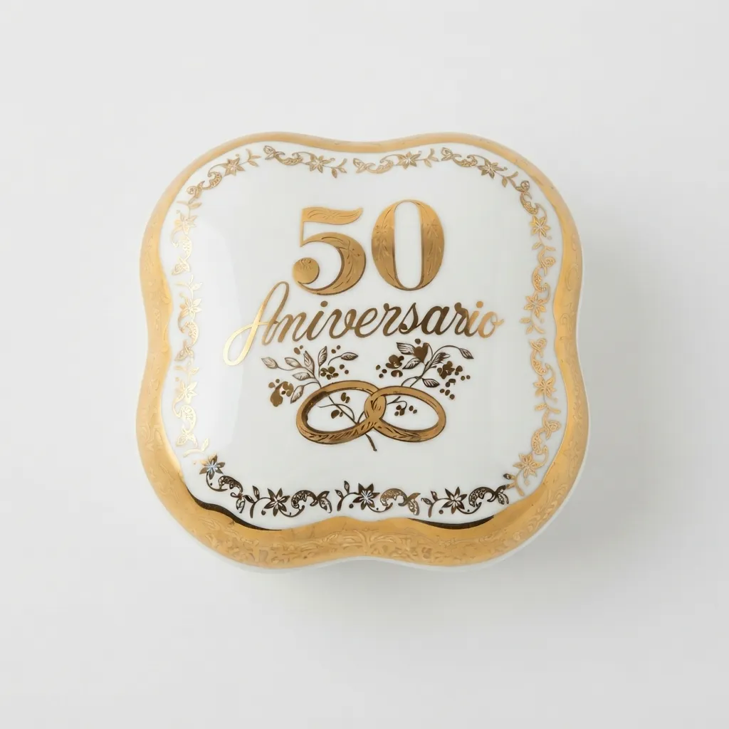 Joyero de Porcelana Bohemia con Detalles en Oro de 24K - 50 Aniversario (341931.200)