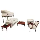 Juego de living. 3 sofás, 1 poltrona y 3 mesas.