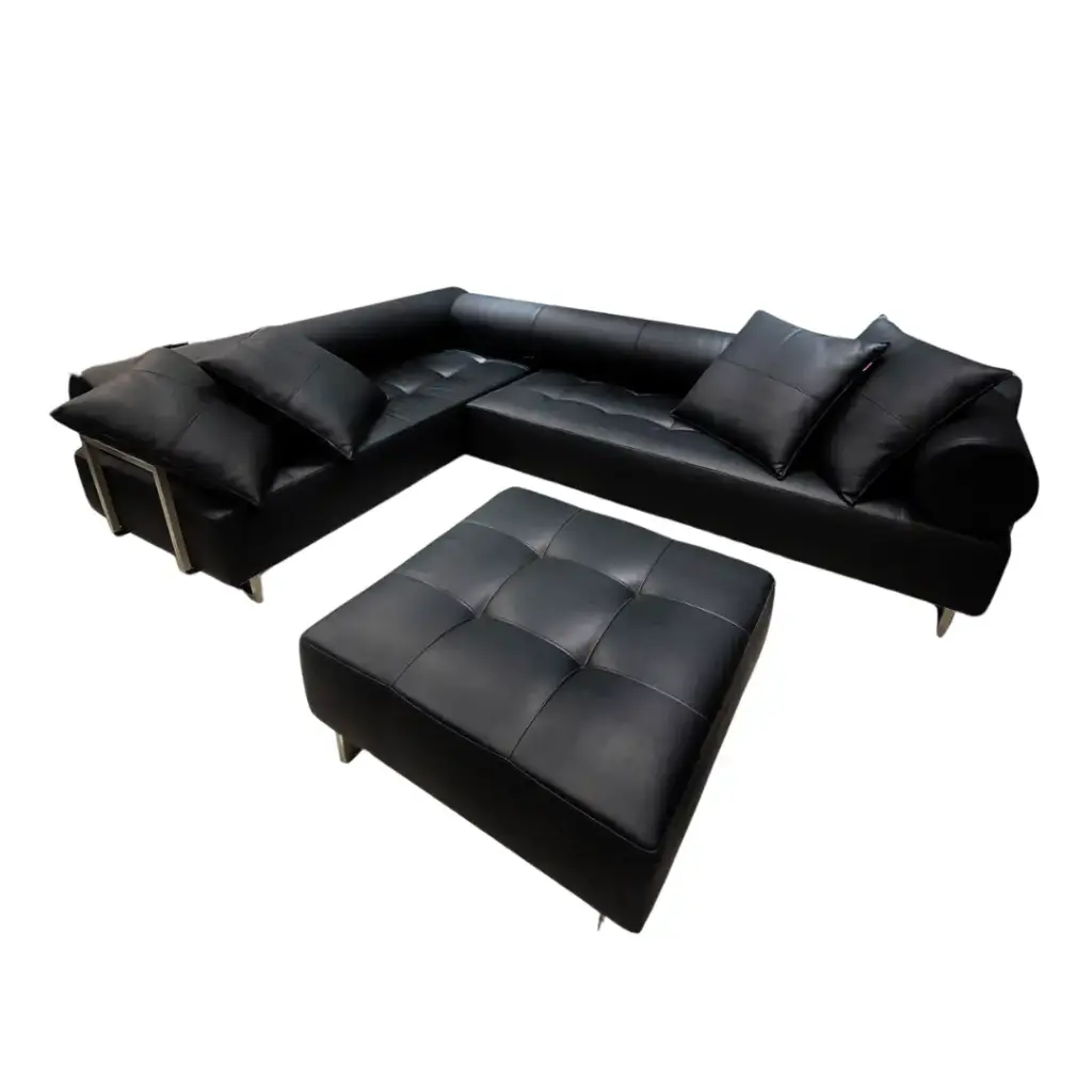 Sofa en L de cuero negro - Innovation