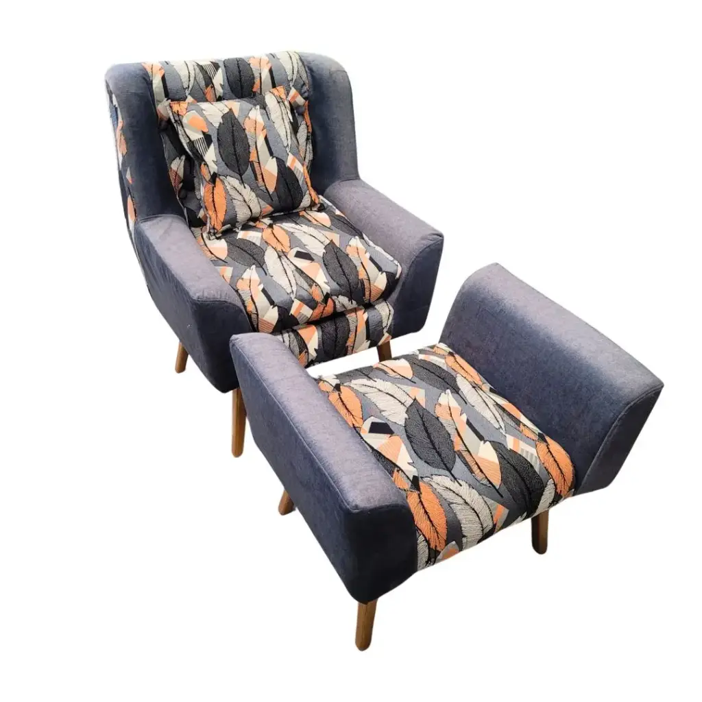 Juego de Poltronas de 2 piezas - Gris oscuro con detalles