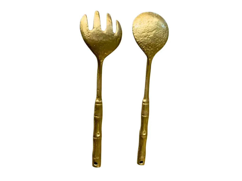 Juego de tenedor y cuchara de bronce