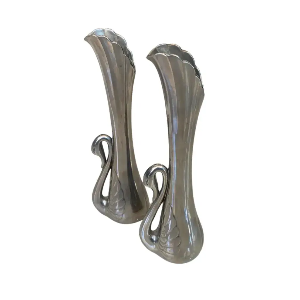 2 Floreros Vintage - Cisnes de Plata