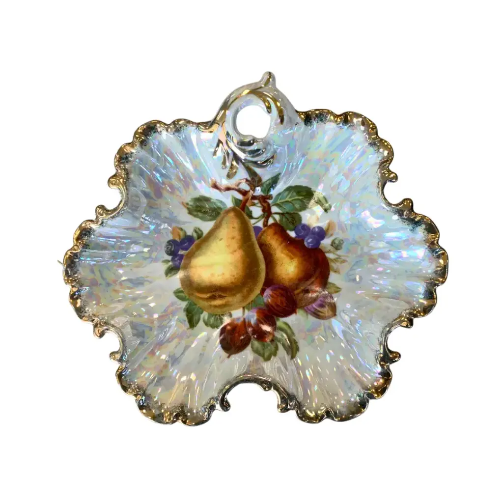 Adorno de porcelana vintage en forma de trebol pintado a mano