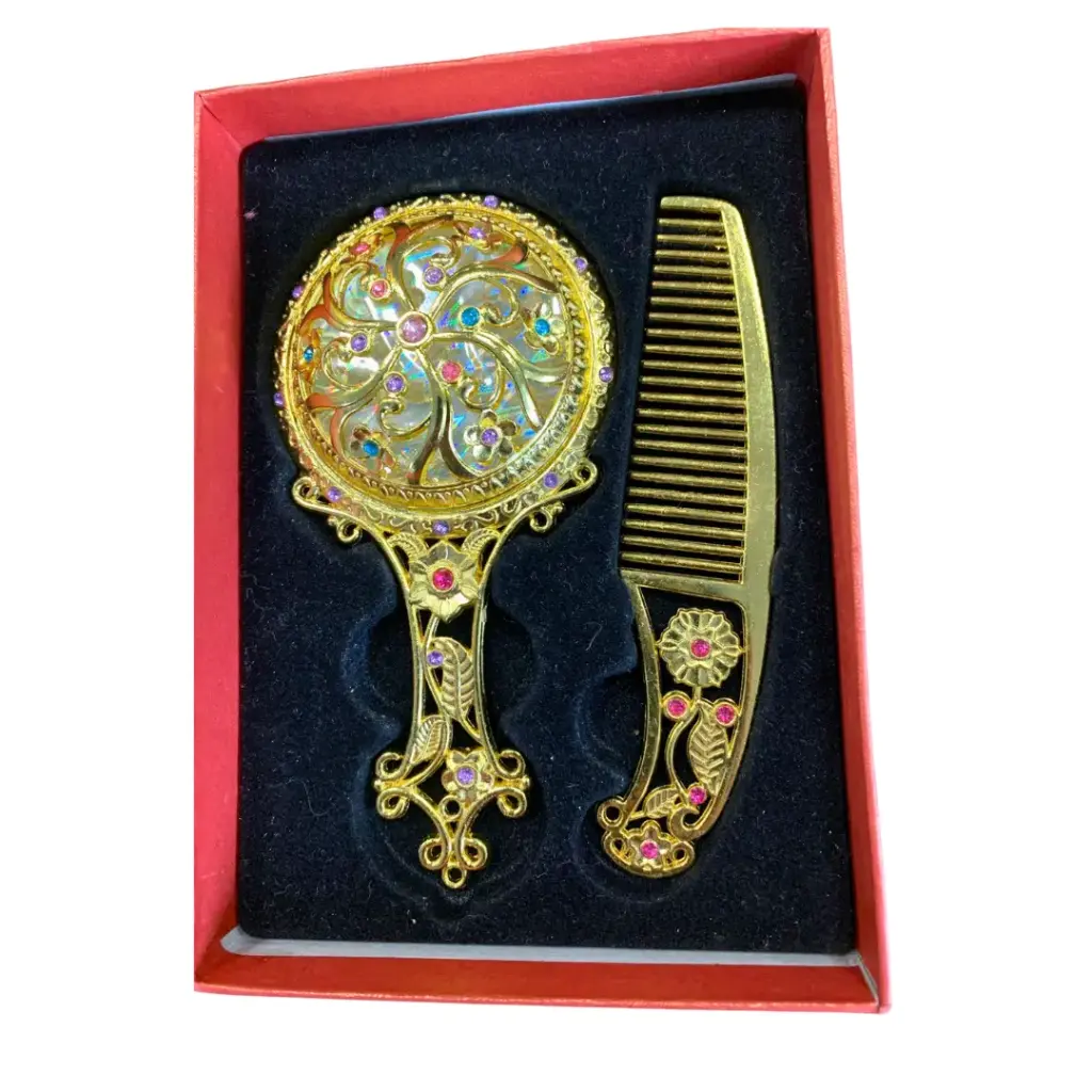 Adorno Set peine y espejo dorado coleccionable