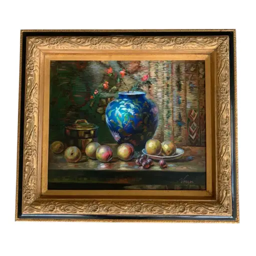 [2017873.54] Pintura al óleo con marco tallado (con certificado de autenticidad)