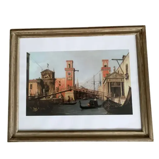 [398016.1] Cuadro decorativo elegante enmarcado que representa la obra "La entrada del Arsenal" (62cm x 50cm)