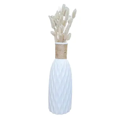 [4298390.4] Florero blanco con detalles rústicos