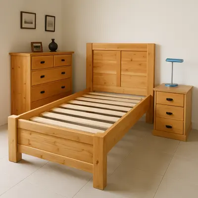 [2289954.3] Juego de dormitorio de pino 3 piezas