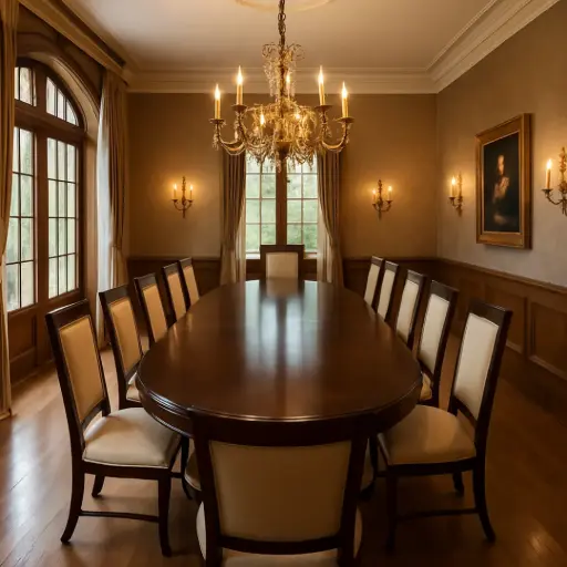 [3334269] Juego de Comedor de madera Mara, con 12 sillas y Aparador.