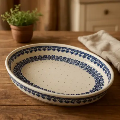 [147212.1] Fuente de cerámica ovalada - Boleslawiec 