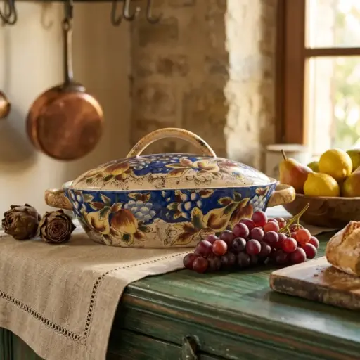 [2892590.24] Fuente de cerámica estilo rústico mediterráneo ovalada (2892590.143)