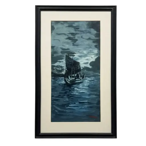 [4890095.20] Cuadro azul "Totora en el Lago" 68X40 (4890095.300)