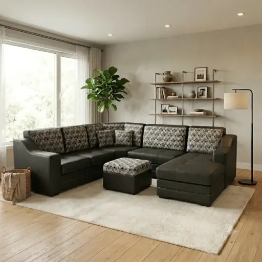 [8307102.2900] Living en forma de L doble cara con otomana 2 cuerpos + 2 cuerpos + 2 cuerpos + 1 cuerpo (8307102.2900)