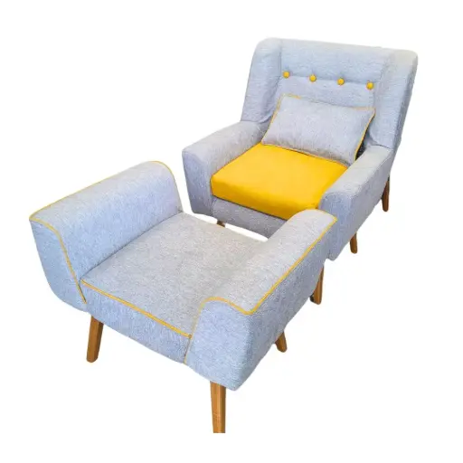 [6810645.2] Juego de Poltronas de 2 piezas - Gris con amarillo