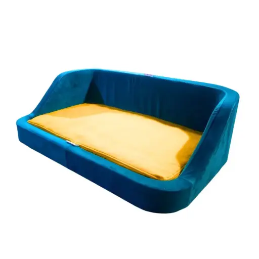 [6810645.3] Cama para mascota verde con amarillo-100x60x36 cm