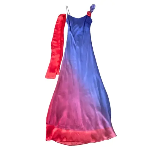 [2641042.2] Vestido Lila y Rosado con chal Talla M