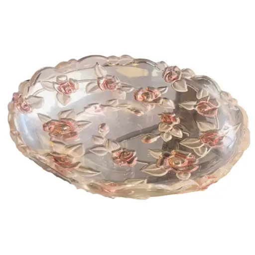 [2477594.12] Bandeja de cristal con diseño rosas