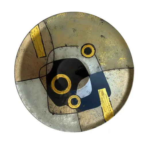 [3333906.8] Plato decorativo con diseño abstracto negro con dorado 40cm